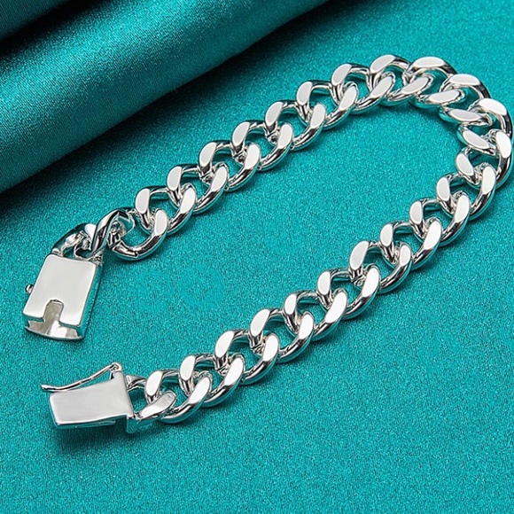Sterling Silver Chain Link Cuban Necklace Curb Unisex - Picture 6 of 9